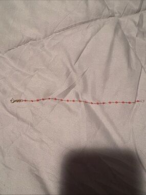 Fine Red Bead Chain Bracelet with Gold Accents - Women Jewelry